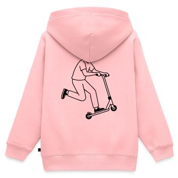 Trottinette cascade - Sweat Premium à capuche zippé enfant bio - rose - Dos - AI Model Kid Female (0cm)