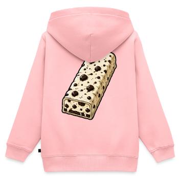 Schokoriegel mit Schoko-Stückchen Muster - Kinder Premium Organic Zip Hoodie - Rosa - Hinten - AI Model Kid Female (0cm)