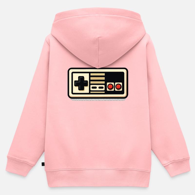 Conception de manette NES rétro - Sweat Premium à capuche zippé enfant bio - rose