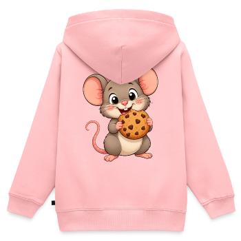 Drôles de petits biscuits mignons en forme de souris en forme de bonbons à grignoter - Sweat Premium à capuche zippé enfant bio - rose - Dos - AI Model Kid Female (0cm)
