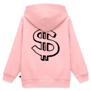 Signe dollar – Illustration - Sweat Premium à capuche zippé enfant bio - rose - Dos - AI Model Kid Female (0cm)