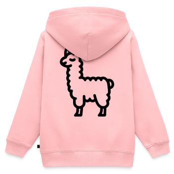 Lama - Kinder Premium Organic Zip Hoodie - Rosa - Hinten - AI Model Kid Female (0cm)