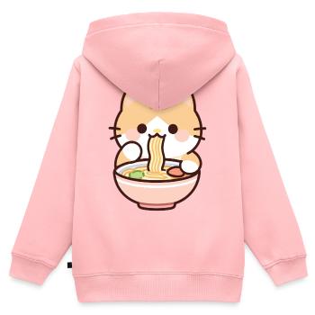 Cadeau de soupe de nouilles ramen de chat Kawaii - Sweat Premium à capuche zippé enfant bio - rose - Dos - AI Model Kid Female (0cm)