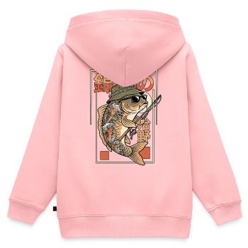 Karpfen Angler - Kinder Premium Organic Zip Hoodie - Rosa - Hinten - AI Model Kid Female (0cm)