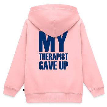 My Therapist Gave Up - Mein Therapeut hat aufgegeb - Kinder Premium Organic Zip Hoodie - Rosa - Hinten - AI Model Kid Female (0cm)