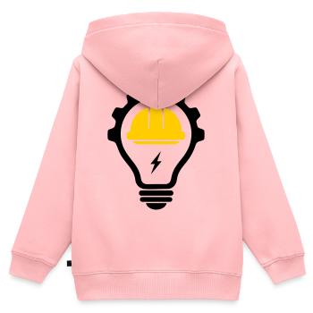 Elektriker Bauhelm Blitz und Glühbirne - Kinder Premium Organic Zip Hoodie - Rosa - Hinten - AI Model Kid Female (0cm)