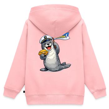 Seehund mit Fahne - Kinder Premium Organic Zip Hoodie - Rosa - Hinten - AI Model Kid Female (0cm)