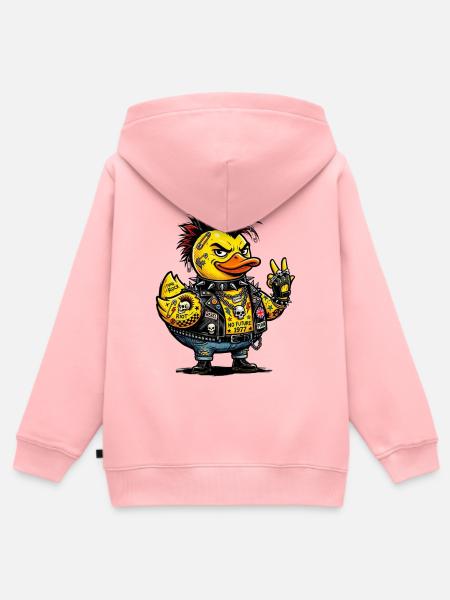 Männliche Punk-Gummiente mit Irokesenschnitt - Kinder Premium Organic Zip Hoodie - Rosa