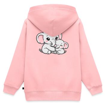 Elefantenmutter kuschelt mit ihrem kleinen Baby - Kinder Premium Organic Zip Hoodie - Rosa - Hinten - AI Model Kid Female (0cm)