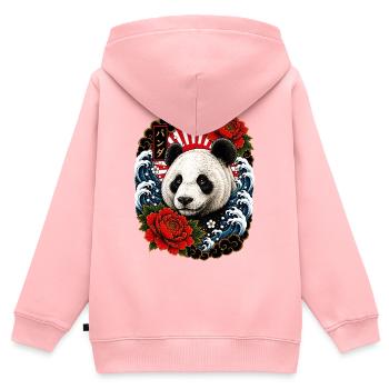 Panda im japanischen Irezumi Tattoo Stil - Kinder Premium Organic Zip Hoodie - Rosa - Hinten - AI Model Kid Female (0cm)