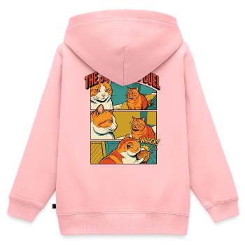 Lustiges Oranges Katzen Duell Comic - Kinder Premium Organic Zip Hoodie - Rosa - Hinten - AI Model Kid Female (0cm)