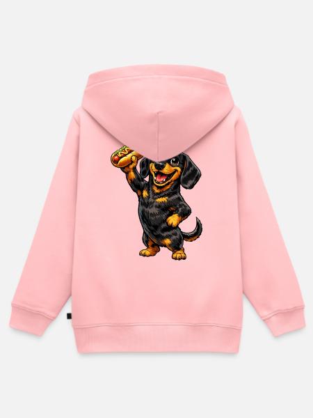 Dackel mit Hot dog - Kinder Premium Organic Zip Hoodie - Rosa