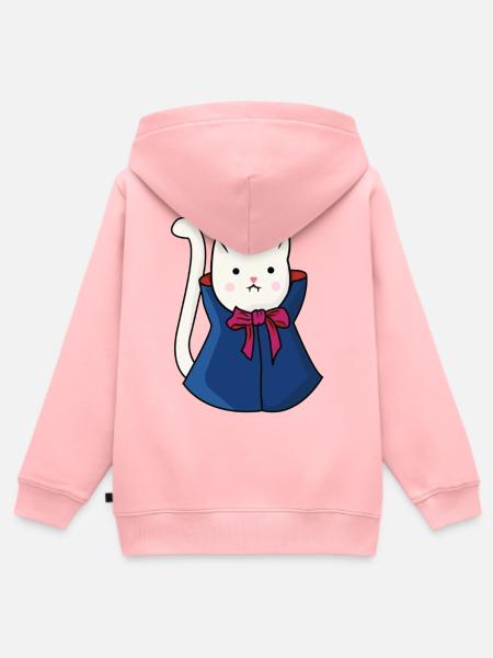 Süße Vampir Katze Dracula - Kinder Premium Organic Zip Hoodie - Rosa