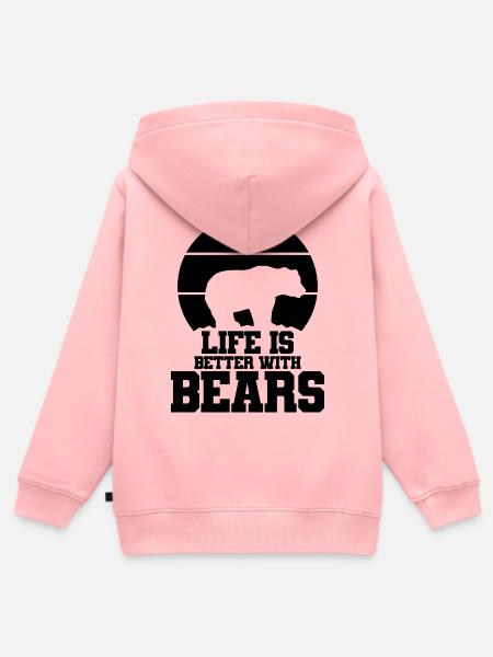 Bär Silhouette Statement - Kinder Premium Organic Zip Hoodie - Rosa