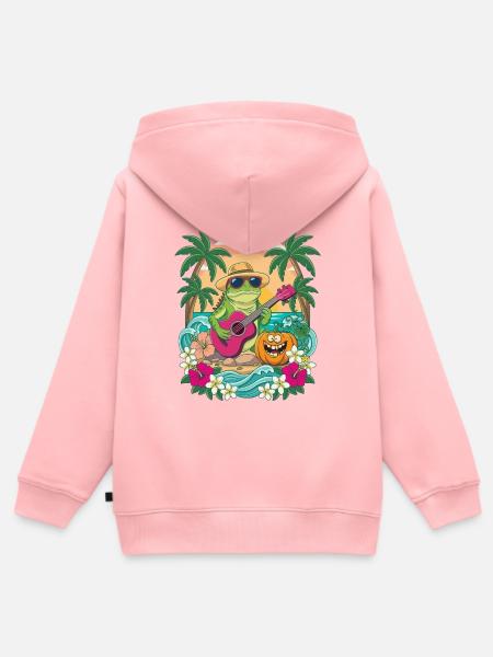 Pumpkin Lizard Rock Halloween Tropical - Kinder Premium Organic Zip Hoodie - Rosa