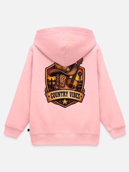 Country Vibes Western Sunset Shield - Kinder Premium Organic Zip Hoodie - Rosa