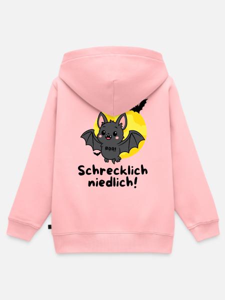 Schrecklich Niedlich – Süße Halloween Fledermaus - Kinder Premium Organic Zip Hoodie - Rosa
