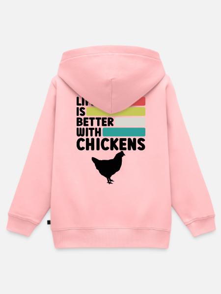 Huhn Spruch Retro-Style - Kinder Premium Organic Zip Hoodie - Rosa