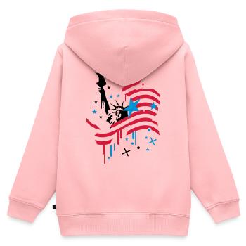 amerikanische Flagge und Freiheitsstatue - Kinder Premium Organic Zip Hoodie - Rosa - Hinten - AI Model Kid Female (0cm)