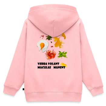 taches - Sweat Premium à capuche zippé enfant bio - rose - Dos - AI Model Kid Female (0cm)