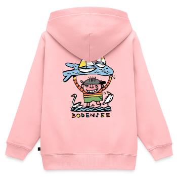 Bodensee - Kinder Premium Organic Zip Hoodie - Rosa - Hinten - AI Model Kid Female (0cm)