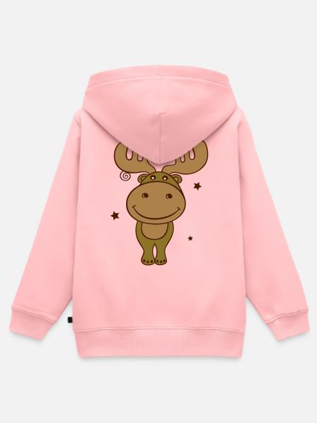 Elch mit Sternen - Kinder Premium Organic Zip Hoodie - Rosa