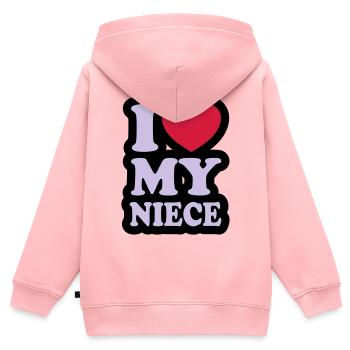 I love my niece - J'aime ma nièce - Sweat Premium à capuche zippé enfant bio - rose - Dos - AI Model Kid Female (0cm)