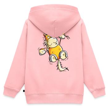 Fuchs Pferd hängt ab - Kinder Premium Organic Zip Hoodie - Rosa - Hinten - AI Model Kid Female (0cm)