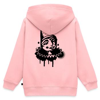 Portrait d’un clown mélancolique en graffitis - Sweat Premium à capuche zippé enfant bio - rose - Dos - AI Model Kid Female (0cm)
