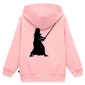 Kendo - Sweat Premium à capuche zippé enfant bio - rose - Dos - AI Model Kid Female (0cm)