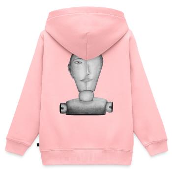 Mannequin dessiné - Sweat Premium à capuche zippé enfant bio - rose - Dos - AI Model Kid Female (0cm)