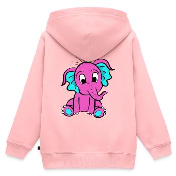 Rosa Elefant - Kinder Premium Organic Zip Hoodie - Rosa - Hinten - AI Model Kid Female (0cm)