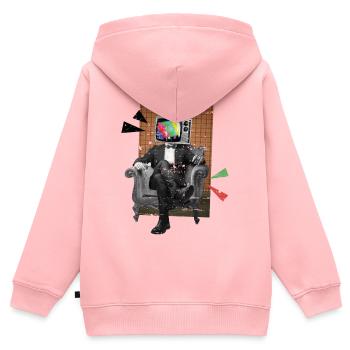 Télévision rétro - Sweat Premium à capuche zippé enfant bio - rose - Dos - AI Model Kid Female (0cm)