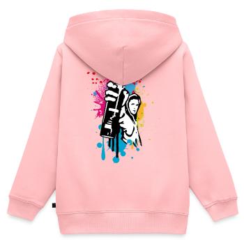 pulvérisateur de motifs de street art cool dans le style graffiti - Sweat Premium à capuche zippé enfant bio - rose - Dos - AI Model Kid Female (0cm)