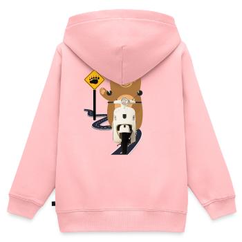 Moped Braunbär ART - Kinder Premium Organic Zip Hoodie - Rosa - Hinten - AI Model Kid Female (0cm)