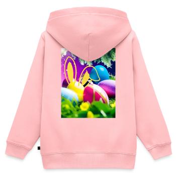 Ostereier mit Bunny-Umriss Hasenohren - Kinder Premium Organic Zip Hoodie - Rosa - Hinten - AI Model Kid Female (0cm)