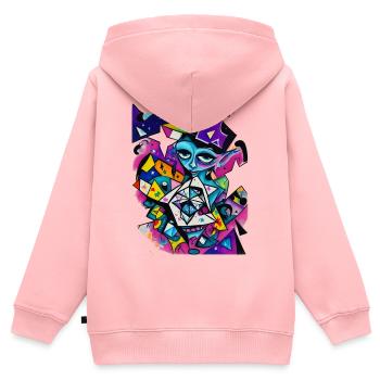 Graffiti - Sweat Premium à capuche zippé enfant bio - rose - Dos - AI Model Kid Female (0cm)