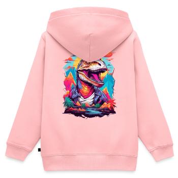 Tyrannosaurus Rex - Kinder Premium Organic Zip Hoodie - Rosa - Hinten - AI Model Kid Female (0cm)