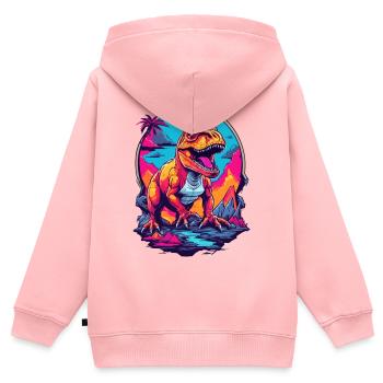 Tyrannosaurus Rex - Kinder Premium Organic Zip Hoodie - Rosa - Hinten - AI Model Kid Female (0cm)