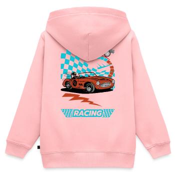 Oldtimer Rennwagen Flitzer Illustration - Kinder Premium Organic Zip Hoodie - Rosa - Hinten - AI Model Kid Female (0cm)