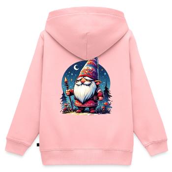 Elfe gobelin gnome - Sweat Premium à capuche zippé enfant bio - rose - Dos - AI Model Kid Female (0cm)