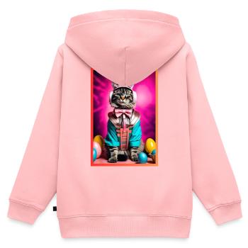 Katzen im Bunny-Armor mit Kopfhörern - Kinder Premium Organic Zip Hoodie - Rosa - Hinten - AI Model Kid Female (0cm)