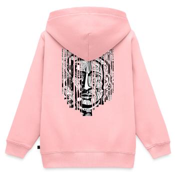 "Modern Mystic - Black and White Art Shards" - Kids Premium Organic Zip-up Hoodie - rose - Back - AI Model Kid Female (0cm)