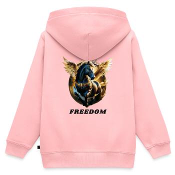 Freiheit - Kinder Premium Organic Zip Hoodie - Rosa - Hinten - AI Model Kid Female (0cm)
