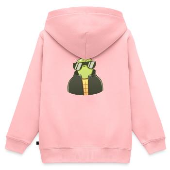 Tortue calme - Sweat Premium à capuche zippé enfant bio - rose - Dos - AI Model Kid Female (0cm)