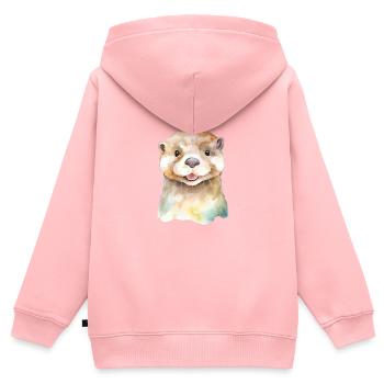 Verspielte Otter - Kinder Premium Organic Zip Hoodie - Rosa - Hinten - AI Model Kid Female (0cm)