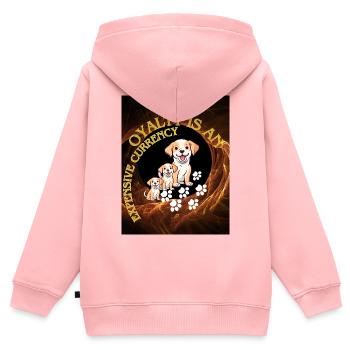 La loyauté est une monnaie rare - Sweat Premium à capuche zippé enfant bio - rose - Dos - AI Model Kid Female (0cm)