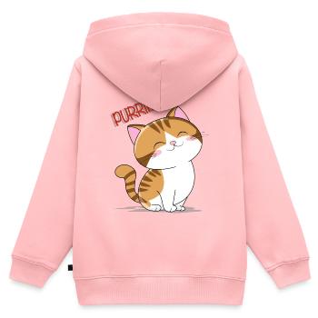 Chaton qui ronronne - Sweat Premium à capuche zippé enfant bio - rose - Dos - AI Model Kid Female (0cm)