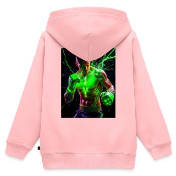 Leistungsstarker Blitzanzug - Kinder Premium Organic Zip Hoodie - Rosa - Hinten - AI Model Kid Female (0cm)