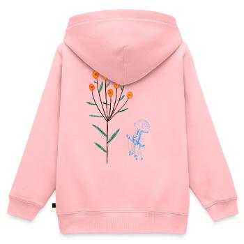 Qualle - Kinder Premium Organic Zip Hoodie - Rosa - Hinten - AI Model Kid Female (0cm)